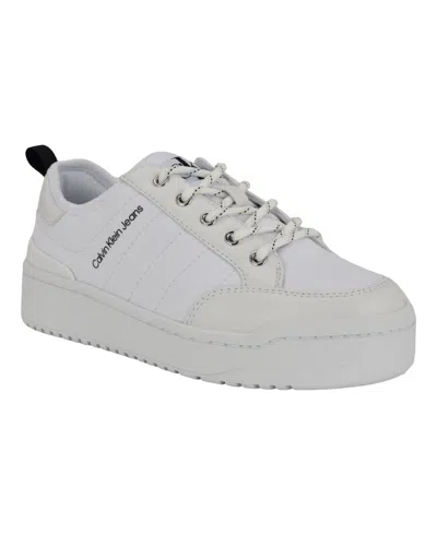 Calvin Klein Women's Austie Round Toe Casual Sneakers In White