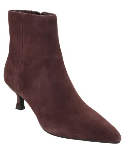 Calvin Klein Women's Austina Pointed Toe Kitten Heel Booties In Burgundy