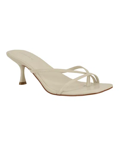 Calvin Klein Women's Axella Strappy Kitten Heel Dress Sandals In White