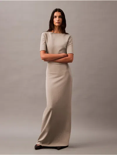 Calvin Klein Women's Backless Jersey Dress In Elephant Skin