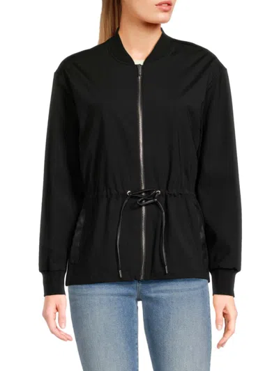 Calvin Klein Women's Baseball Collar Jacket In Black