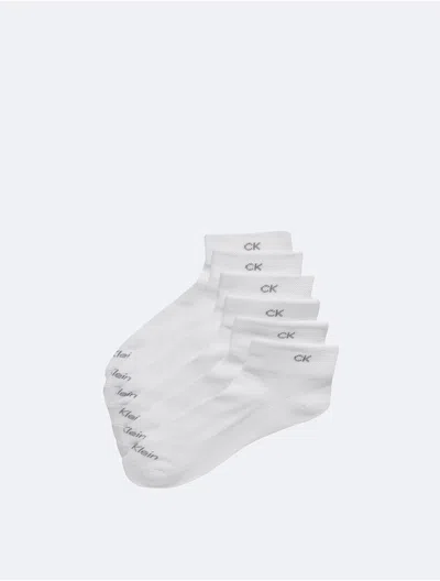 Calvin Klein Women's Basic Cushion Quarter 6-pack Socks In White