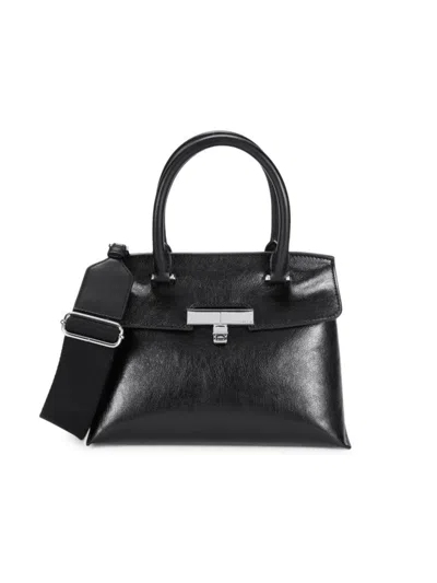 Calvin Klein Women's Becky Turnlock Convertible Satchel In Black Silver