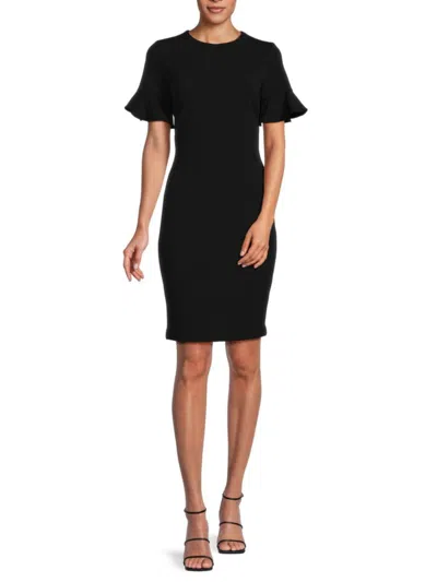 Calvin Klein Women's Bell Sleeve Sheath Mini Dress In Black