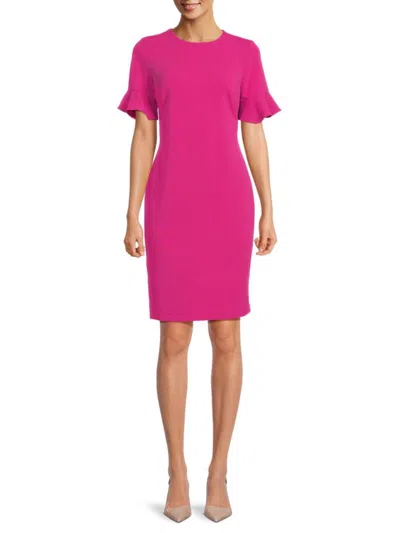 Calvin Klein Women's Bell Sleeve Sheath Mini Dress In Cerise