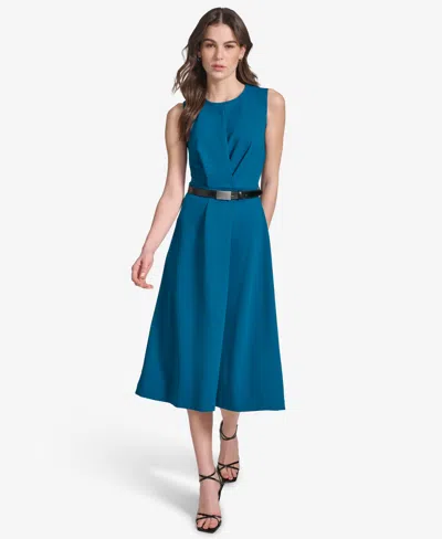 Calvin Klein Women's Belted A-line Dress In Blue