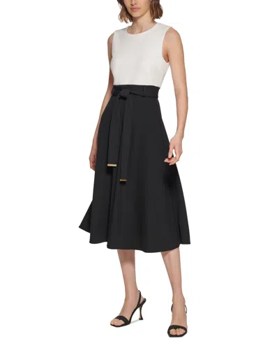Calvin Klein Women's Colorblocked A-line Dress In Black White