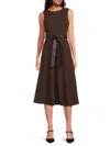 Calvin Klein Women's Belted A-line Midi-dress In Multi