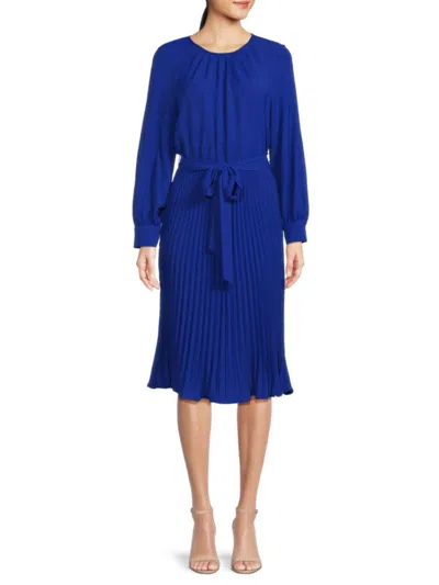 Calvin Klein Women's Belted & Pleated Midi-dress In Ultramarine