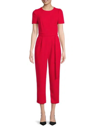Calvin Klein Women's Belted Cropped Jumpsuit In Red