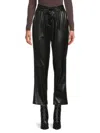 Calvin Klein Women's Belted Faux Leather Ankle Pants In Black