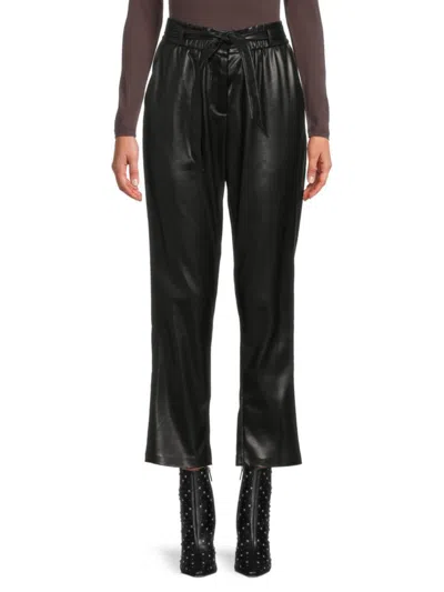 Calvin Klein Women's Belted Faux Leather Ankle Pants In Black