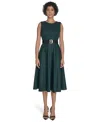 Calvin Klein Plus Size Belted Scuba Dress In Green