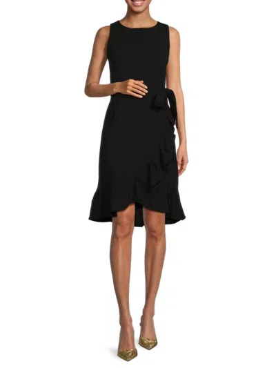 Calvin Klein Women's Belted Ruffle Mini Dress In Black