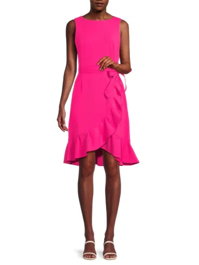 Calvin Klein Women's Belted Ruffle Mini Dress In Hibiscus
