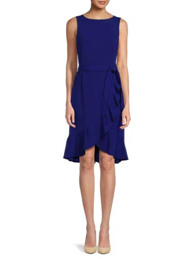 Calvin Klein Women's Belted Ruffle Mini Dress In Ultramarine