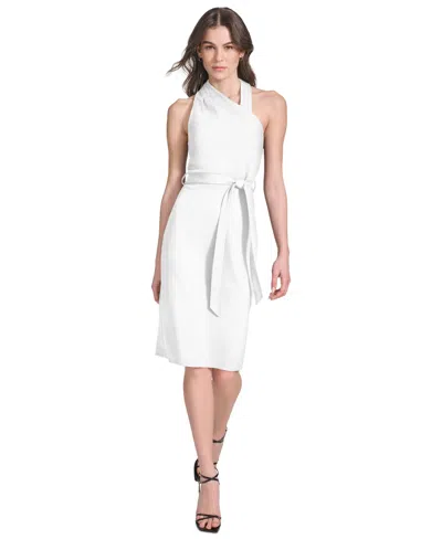 Calvin Klein Women's Belted Sheath Dress In White