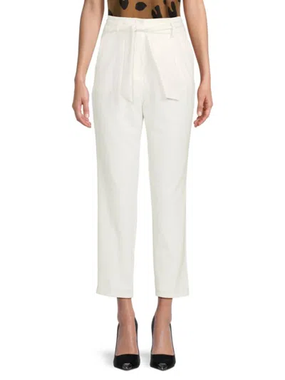 Calvin Klein Women's Belted Straight Pants In Cream