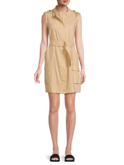 Calvin Klein Women's Belted Vest Dress In Semolina