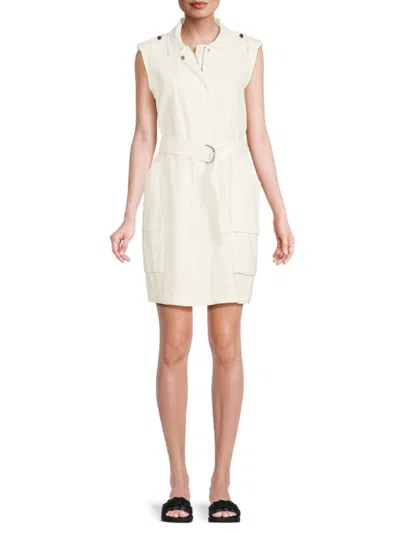 Calvin Klein Women's Belted Vest Dress In Soft White