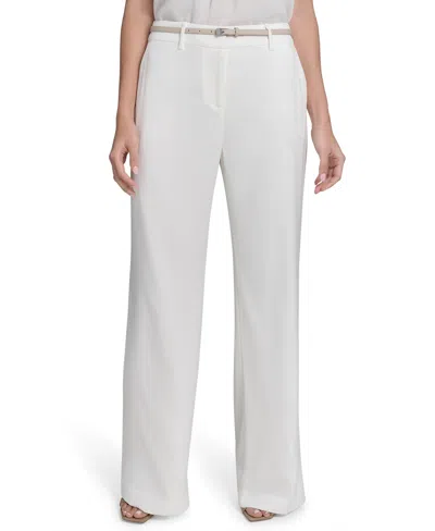 Calvin Klein Women's Belted Wide-leg Pants In White