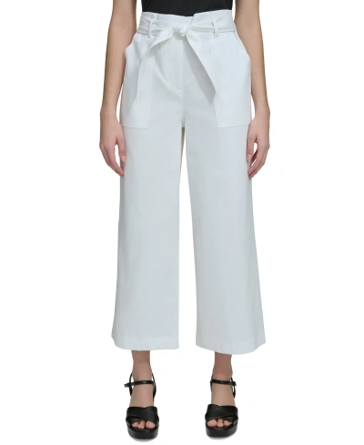 Calvin Klein Women's Belted Wide-leg Pants In Soft White