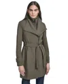 Calvin Klein Womens Belted Wrap Coat P Xxs Xxl In Gray