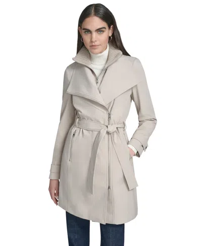 Calvin Klein Women's Belted Wrap Coat In Gray