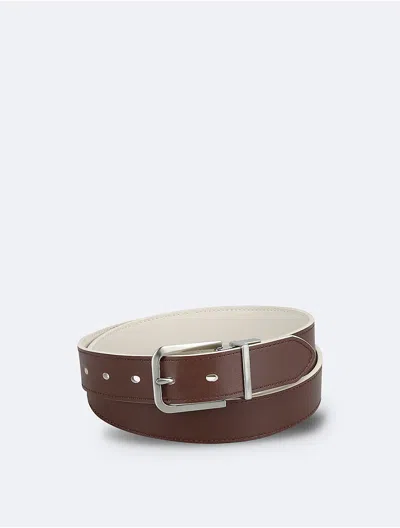Calvin Klein Women's Bevel Edge Reversible Belt In Brown
