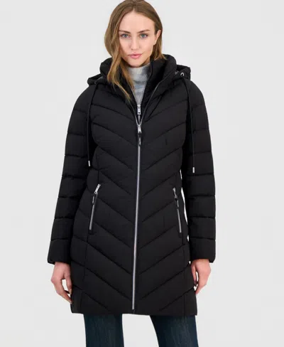 Calvin Klein Women's Bibbed Packable Puffer Coat In Black