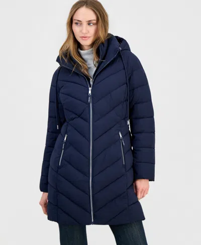 Calvin Klein Women's Bibbed Packable Puffer Coat In Blue