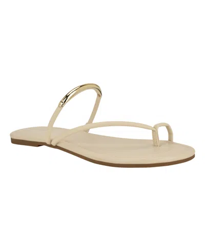 Calvin Klein Women's Bienna Strappy Ornamented Flat Slip-on Sandals In Neutral