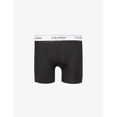 Calvin Klein Womens Black Logo-waistband Stretch-cotton Blend Boxer Briefs