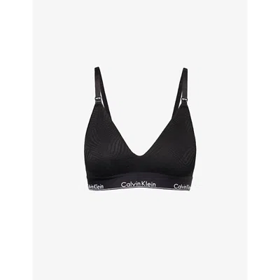 Calvin Klein Womens Black Modern Abstract-pattern Triangle Stretch-lace Maternity Bra