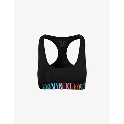 Calvin Klein Intense Pride Branded-waistband Cotton-blend Bralette In Black W/ Ombre Pride Wb