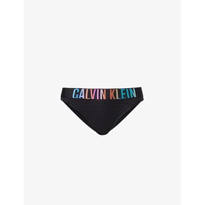 Calvin Klein Intense Pride Branded-waistband Cotton-blend Briefs In Black W/ Ombre Pride Wb