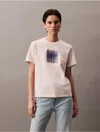 Calvin Klein Women's Blur Logo Graphic Classic T-shirt In Oat Milk