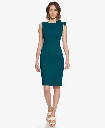 Calvin Klein Women's Boat Neck Short Dress In Green