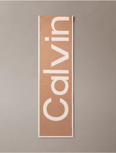 Calvin Klein Women's Bold Logo Two-tone Jacquard Scarf In Affogat