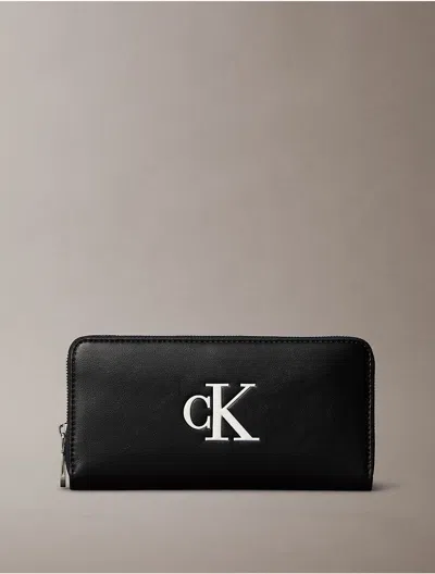 Calvin Klein Women's Bold Monogram Long Zip Wallet In Blue