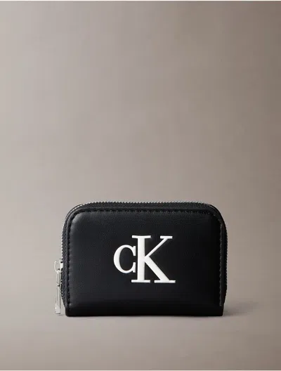Calvin Klein Women's Bold Monogram Medium Zip Wallet In Black/white