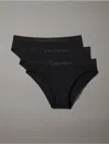 Calvin Klein Women's Bonded Flex 3-pack Mid Rise Bikini In Black