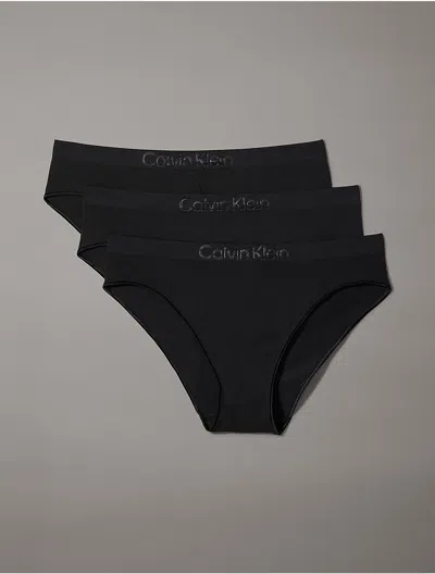 Calvin Klein Women's Bonded Flex 3-pack Mid Rise Bikini In Black