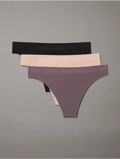 CALVIN KLEIN WOMEN'S BONDED FLEX 3-PACK MID RISE THONG