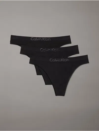 Calvin Klein Women's Bonded Flex 3-pack Mid Rise Thong In Black