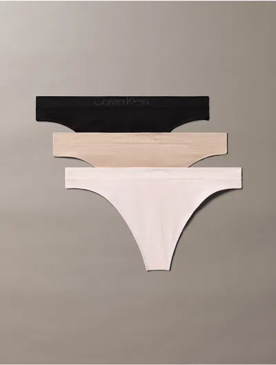 Calvin Klein Women's Bonded Flex 3-pack Mid Rise Thong In Multi