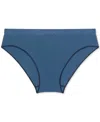 Calvin Klein Bonded Flex Mid Rise Thong In Blue