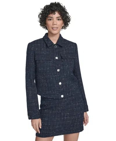 Calvin Klein Women's Boucle Cropped Long-sleeve Jacket In Multi