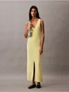 Calvin Klein Women's Boucle Ribbed Sleeveless Midi Dress In Elfin Yellow