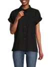 Calvin Klein Women's Boxy Button Up Top In Black